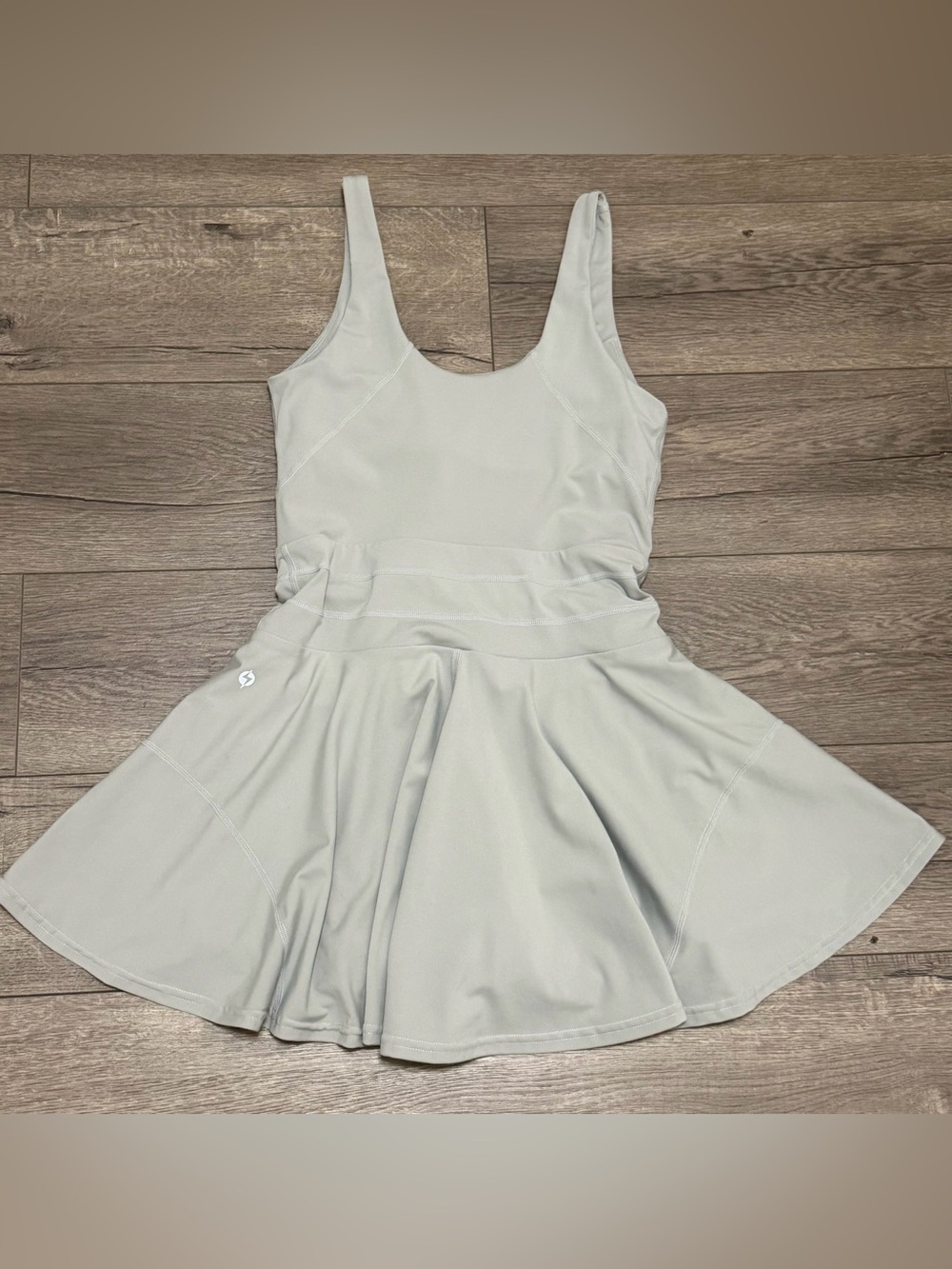 Popflex Women Twirl Dress ActiveFit & Flare Built in Shorts Sage Green Sz M - Picture 2 of 8